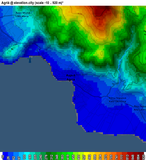 Agriá elevation map