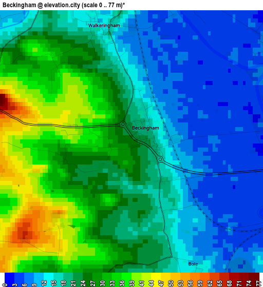 Beckingham elevation map