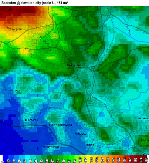 Bearsden elevation map