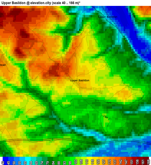 Upper Basildon elevation map