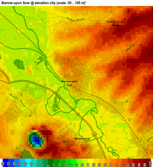 Barrow upon Soar elevation map