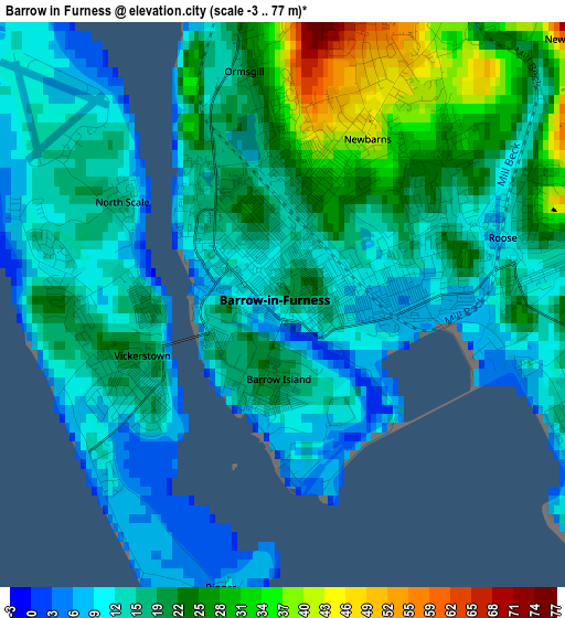 Barrow in Furness elevation map