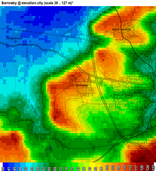 Barrowby elevation map