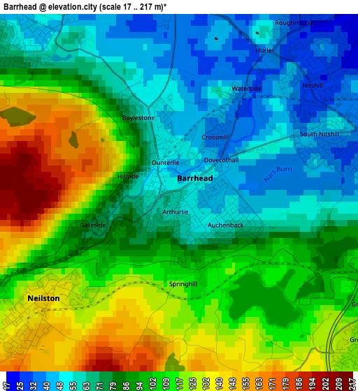 Barrhead elevation map