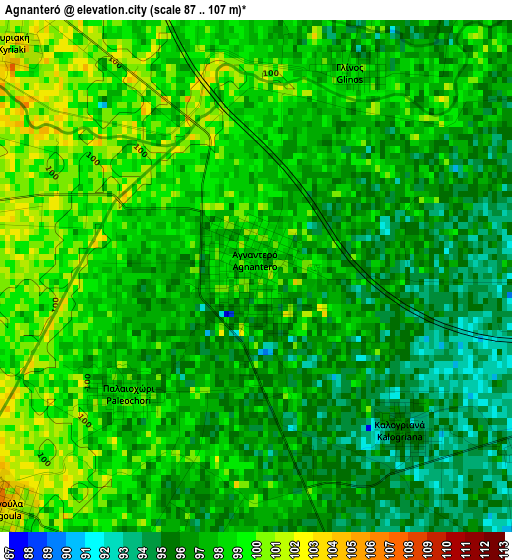 Agnanteró elevation map