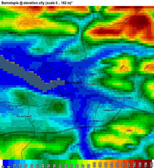 Barnstaple elevation map