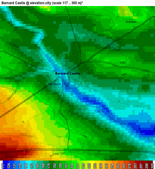 Barnard Castle elevation map