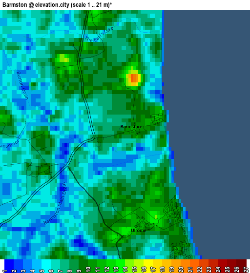 Barmston elevation map