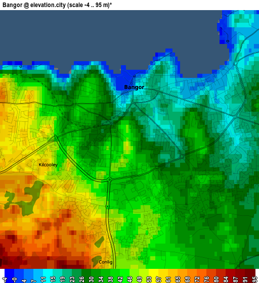 Bangor elevation map