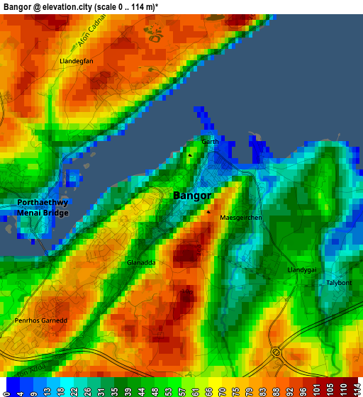 Bangor elevation map