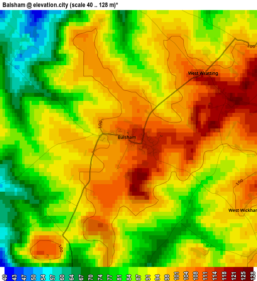 Balsham elevation map