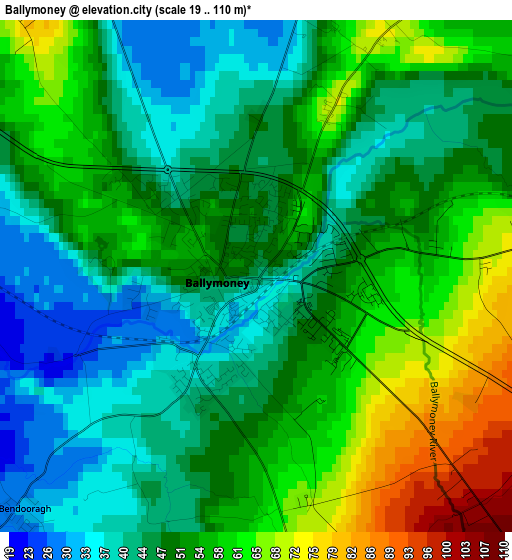 Ballymoney elevation map