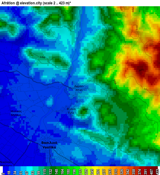 Afrátion elevation map