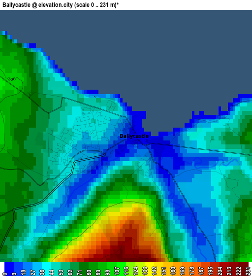 Ballycastle elevation map