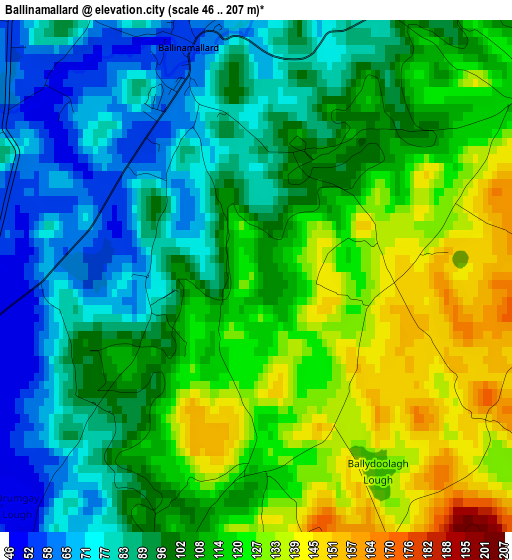 Ballinamallard elevation map