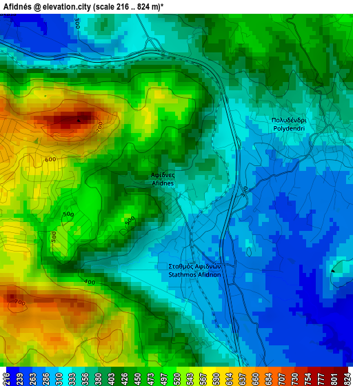 Afidnés elevation map