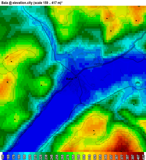 Bala elevation map