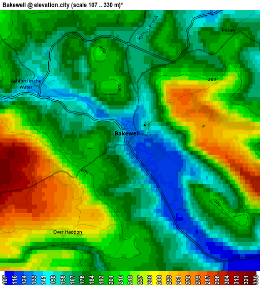 Bakewell elevation map