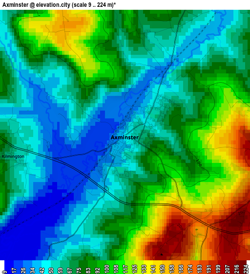 Axminster elevation map