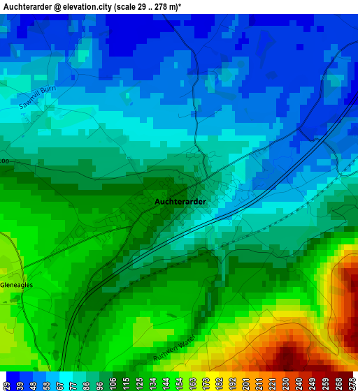 Auchterarder elevation map