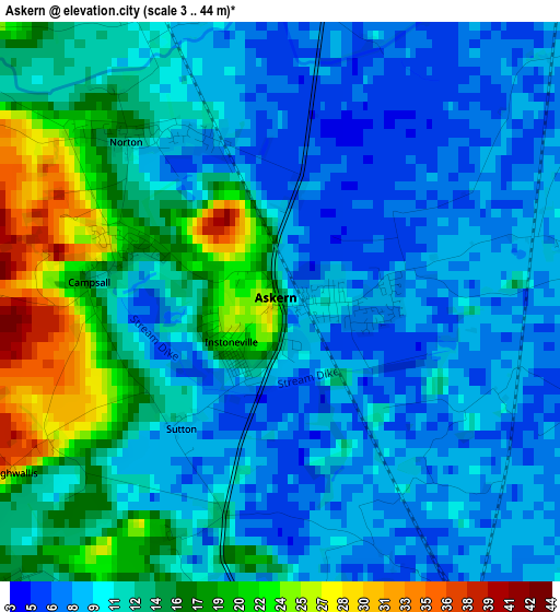 Askern elevation map