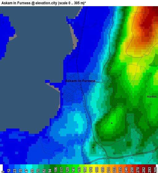 Askam in Furness elevation map