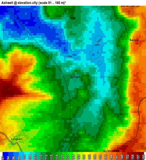 Ashwell elevation map