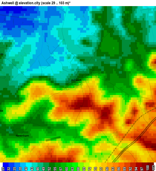 Ashwell elevation map