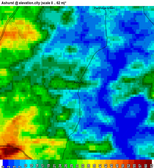 Ashurst elevation map