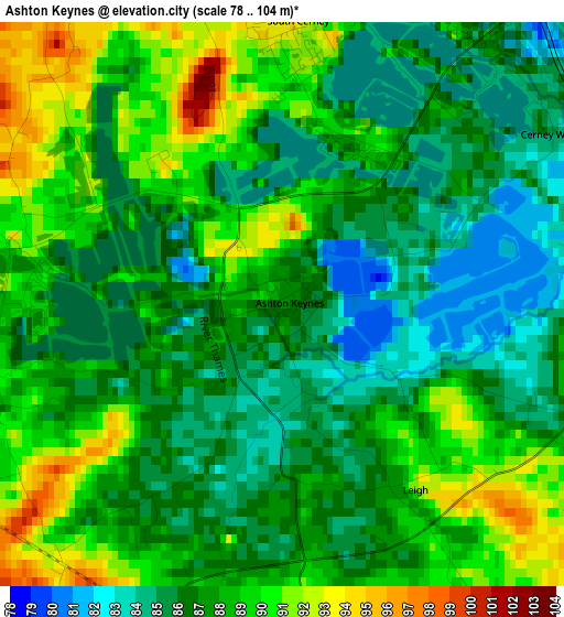 Ashton Keynes elevation map