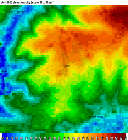 Ashill elevation map