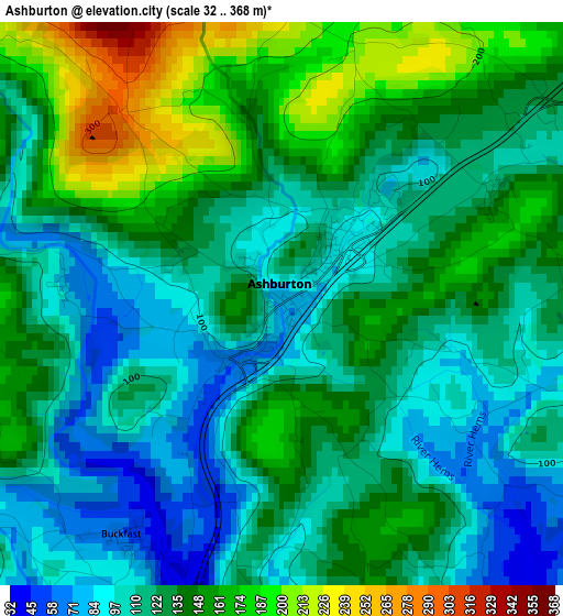 Ashburton elevation map