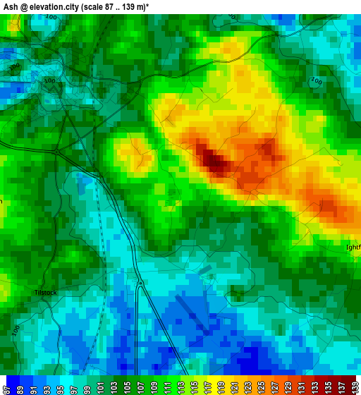 Ash elevation map