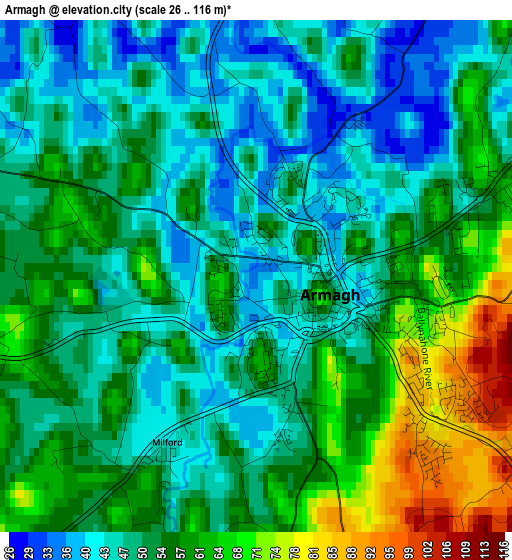 Armagh elevation map