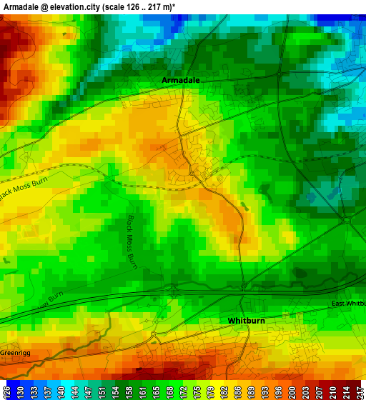 Armadale elevation map