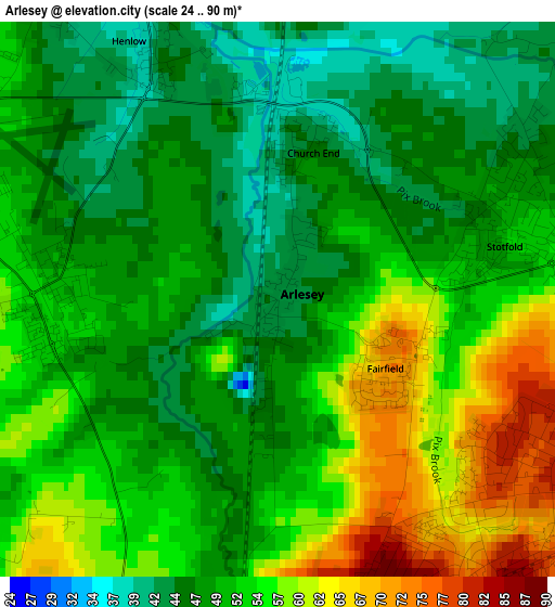 Arlesey elevation map