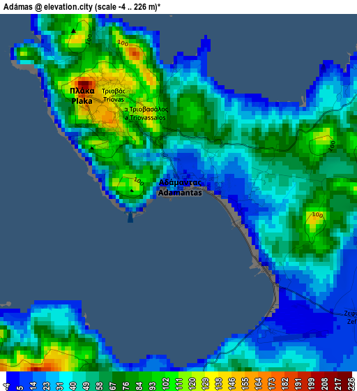 Adámas elevation map