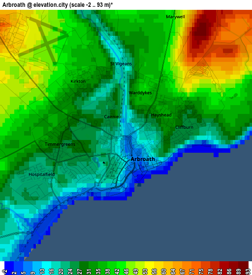 Arbroath elevation map