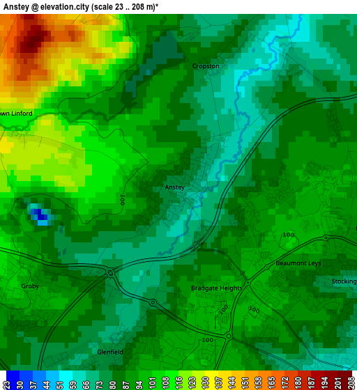 Anstey elevation map