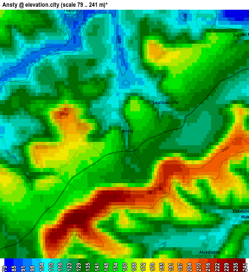 Ansty elevation map