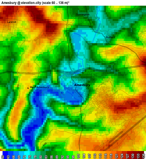 Amesbury elevation map