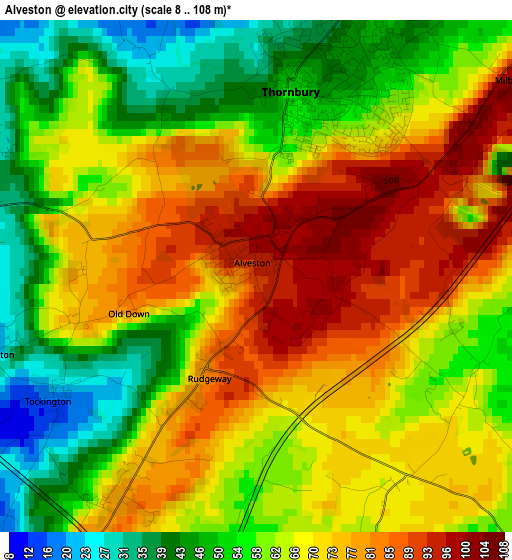 Alveston elevation map