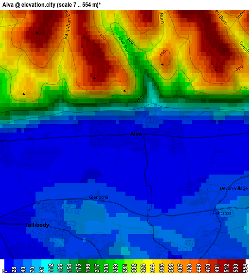 Alva elevation map