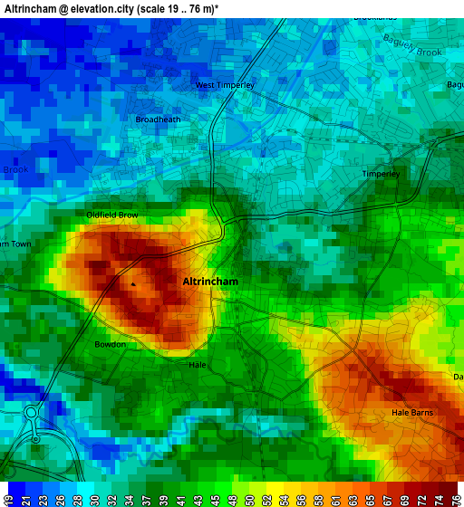 Altrincham elevation map
