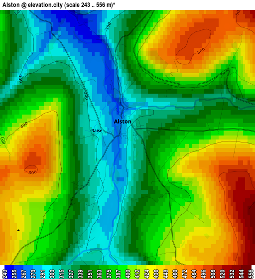 Alston elevation map