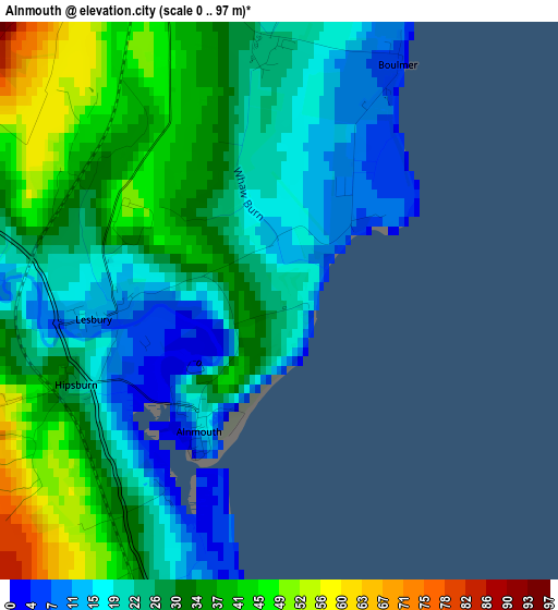 Alnmouth elevation map