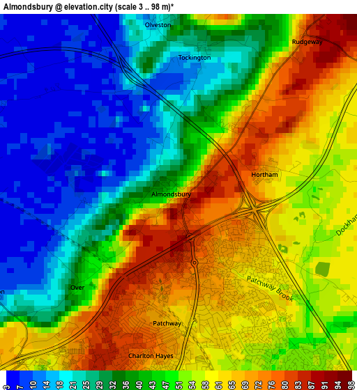 Almondsbury elevation map