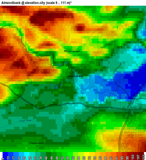 Almondbank elevation map