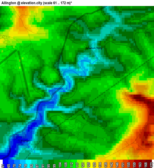 Allington elevation map