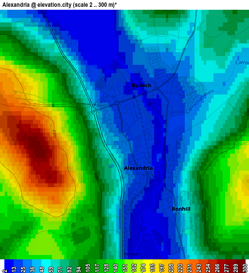 Alexandria elevation map